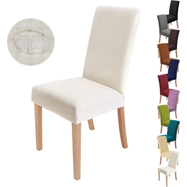 4 st stolskydd (beige), stretchiga matstolsöverdrag moderna C