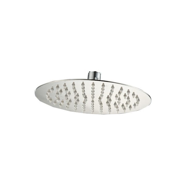 Brusehoved i rustfrit stål - Vandbesparende brusebad, 20 cm rundt brusehoved, Universelt regnbrusehoved 1/2 tomme gevind, 360° drejeligt, 30° hældning, e