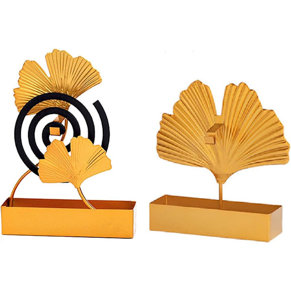 2 stk. Myggespiralholder (Ginkgo Blad Model), Holdbar Metal Myggespiralbrænder Myggespiralholder Myggespiralholder til Hjem og Have Udendørs