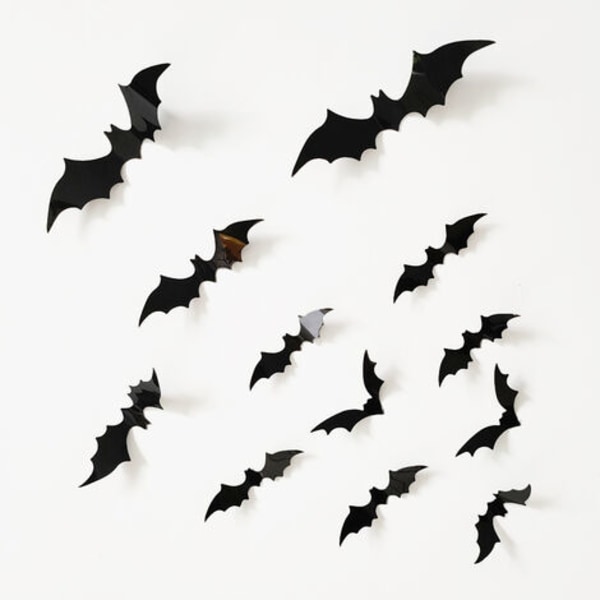 Halloween Vægdekoration 3D Spider Stickers (Sort) 60 stk