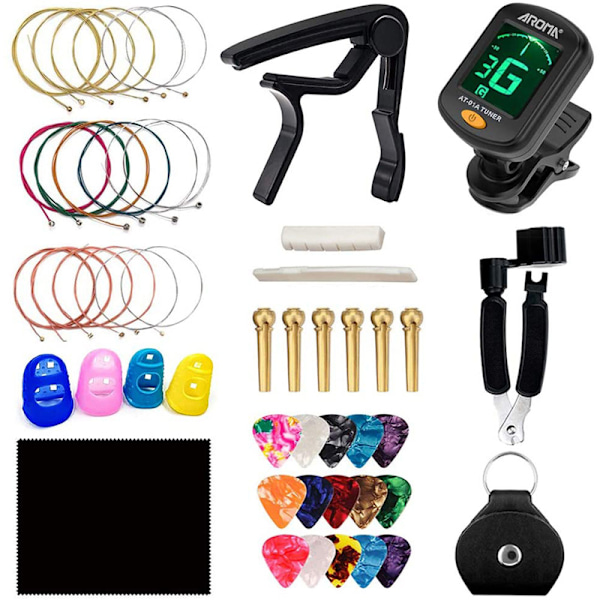Gitarstreng-stemme Clamp Tuner fingersett padler instrument tilbehør sett komplett sett