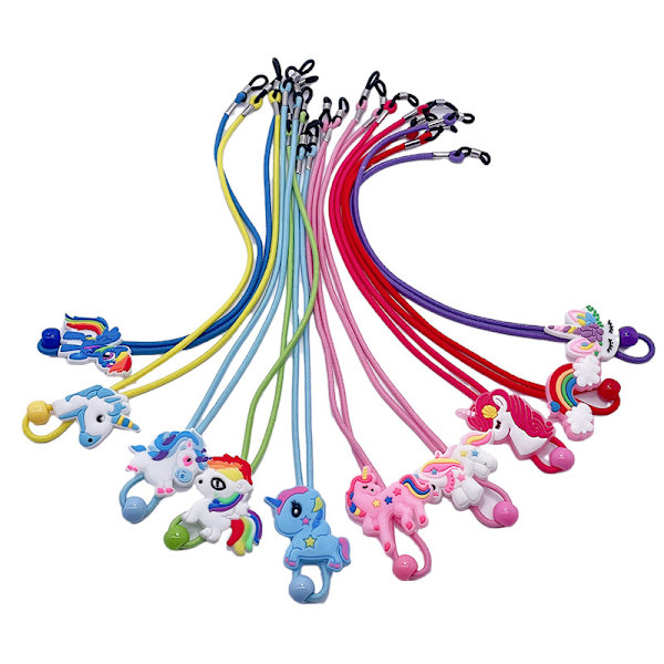 10 stk briller ledning, Universal justerbar enhjørning maske kjede solbriller ledning, holder tau stropp for jente