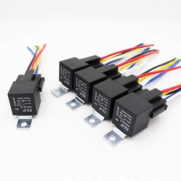 6 stk. 12V Bosch-stil 5-bens relækit [Låseholder til seleholder] [14 AWG varme ledninger] [SPDT] [30/40 Amp] Autom Relæ