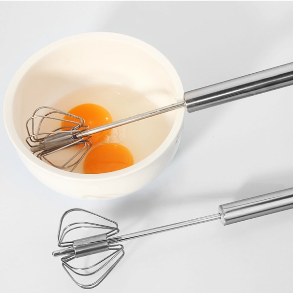 12 Inch Stainless Steel Egg Whisk, Hand Push Egg Whisk, Stainless Steel Egg Whisk, Milk Whisk, Rotary Push Whisk, For Egg Beating, Beating, Stirring