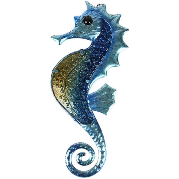 Metall Seahorse Väggdekor badrum Ocean Glass Art Outdoor Hangin