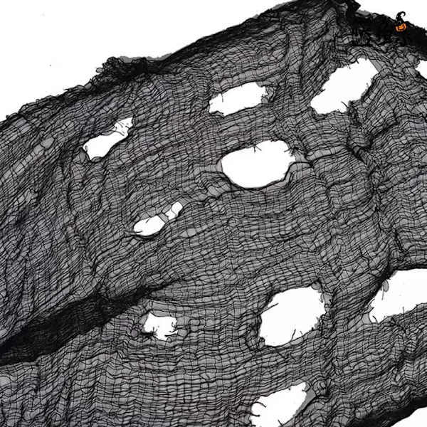 10 neliömetriä mustaa harsoa goottilaiseen Halloween-kauhuun, verhotuskoristelu 200cm x 500cm