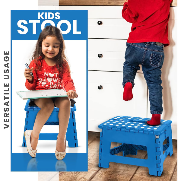 Pakke med 1, blå (35*25*22 cm) - Sammenleggbar hjemmekrakk for barn - Lett