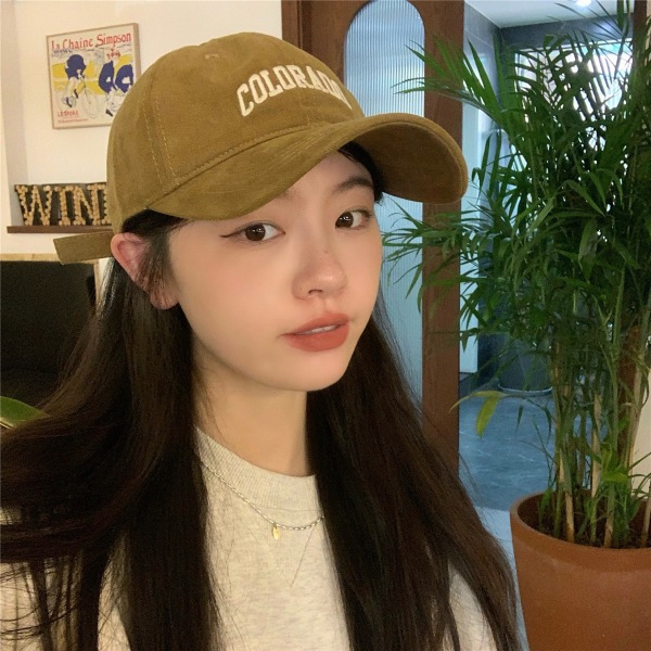 Klassisk high-end spennehatt, allsidig casual baseball caps, myk topp brodert toppluet, trendy vinter, One size fits all（brun）