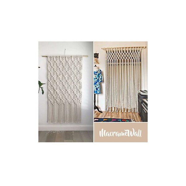Macramé tråd 1 mm, 400 m bomuldsreb, naturlig macrame bomuldstråd, DIY flettet reb snor til drømmefangere hængende plante håndværk dekoration - beige
