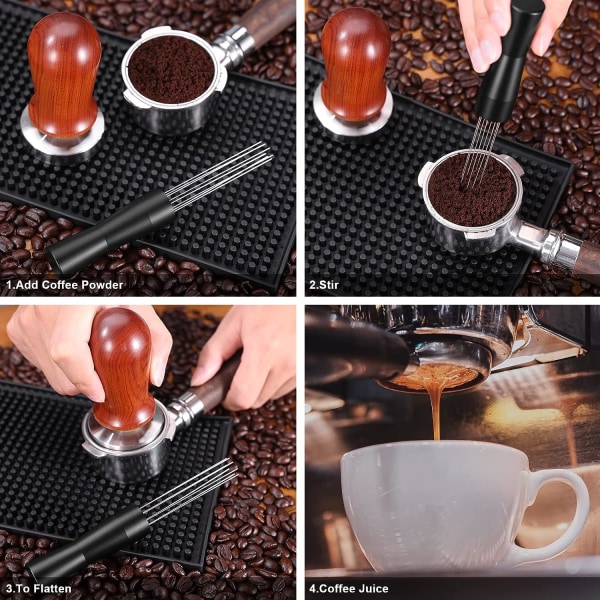 Espresso, POYET Kaffe Nåldispenser, Kaffe Tamper Espresso Kaffe Omrörare, Handhållen Omrörningsverktyg Inga Vassa Nålar - Svart