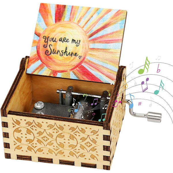 Trä Handvev Musikbox, Klassisk Musikbox Antik Snidad Musiklåda Heminredning Hantverk Present till Vuxna Barn Födelsedag Jul Valen