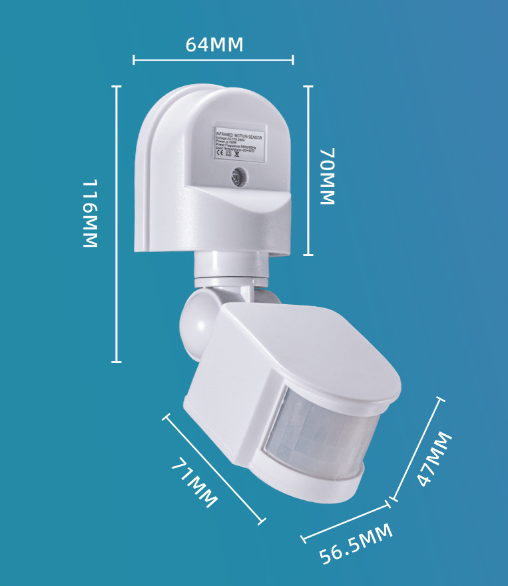 Svart 220v infrarød sensorbryter med svart bevegelsessensor spotlight lampebase
