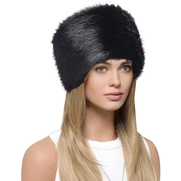 Dame hat i imiteret pels varm russisk kosak Stilfuld vinter Essential (sort)