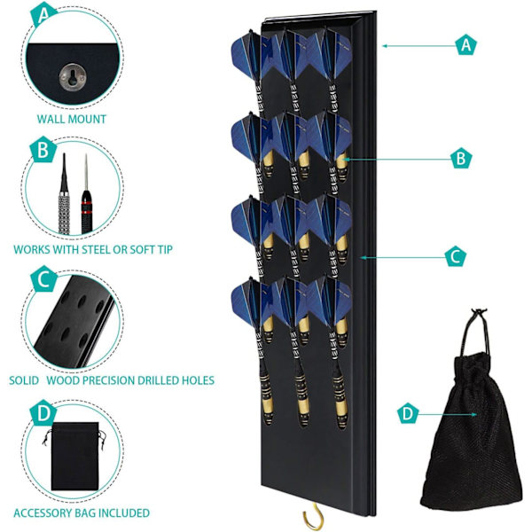 Massiv træ dartboards med tilbehør opbevaringskasse kompatibel med alle sisal og elektroniske dartpile, surround og skabe