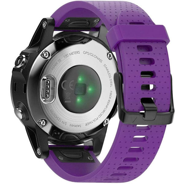Rem for Garmin Garmin Fenix7S/fenix 6S pro Silikonur (lilla elektroplettering sort spænde)