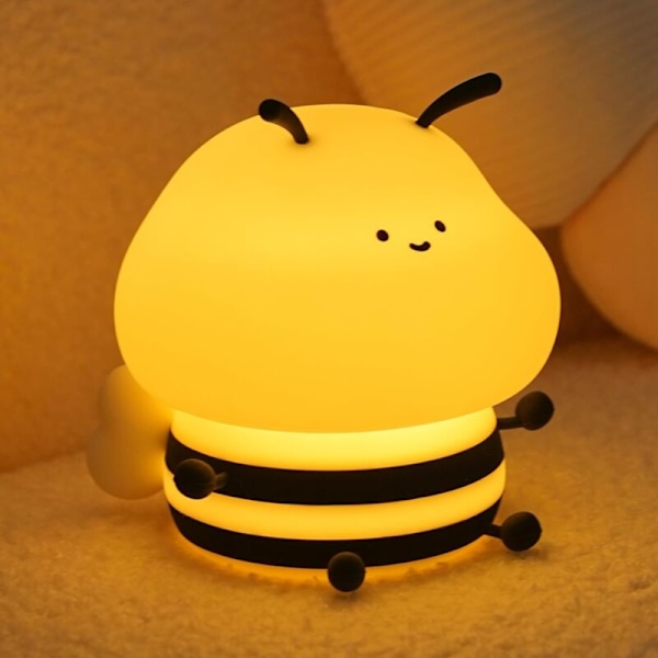 Babynattlampa, 7 RGB-färger Belliese Barnrum, LED Dimbar Sänglampa, USB Uppladdningsbar Lampe Biodling med Timer, Silikon Dun