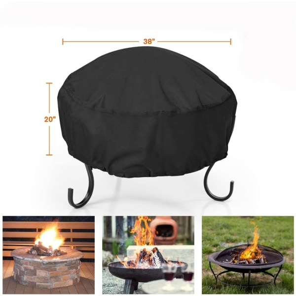 Basics 42D skyddande överdrag för rund eldstad 96 cm * 50 cm, svart