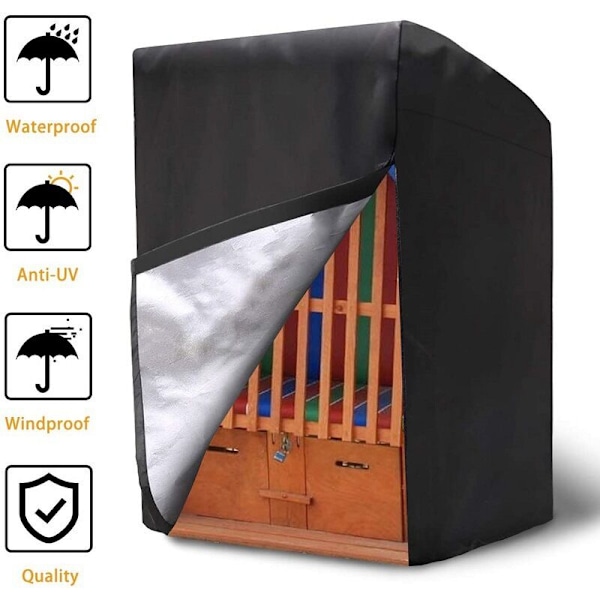 Beskyttelsescover til strandstol - vinterbestandig - 210D - Vandtæt - rive- og UV-bestandig - sort - 135 x 105 x 175/140 cm