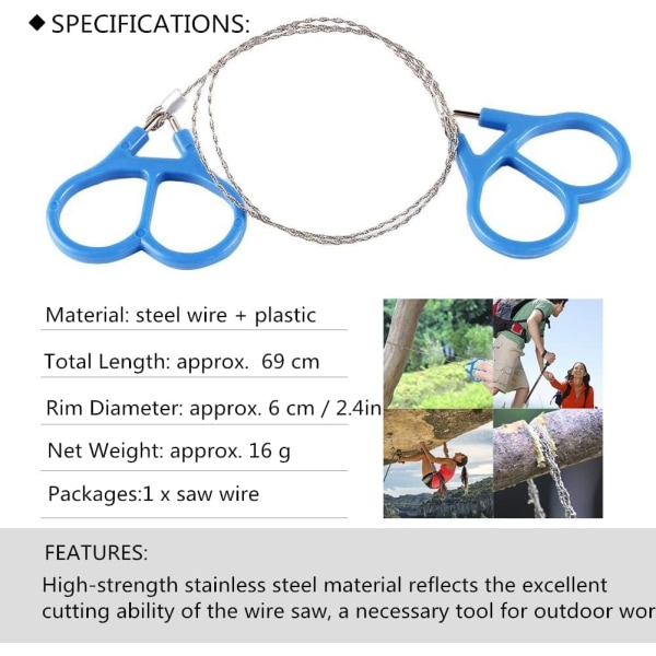 Wiresag, bærbar ståltråd sammenleggbar manuell motorsag for jakt