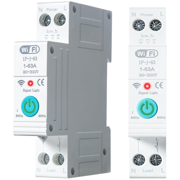 WiFi DIN-skinne Smart Energimåler 1P 63a Hjørne Crossfier WiFi Intelligent WiFi Multiple WiFi Husholdningskredsløb, kontakt tilsluttet via Tuya App