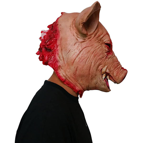 Uhyggelig grisehovedmaske Halloween bal kostume cosplay rekvisit blodig gris slagter uhyggelig voksenmaske