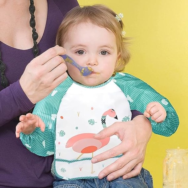 Baby Haklappar Vattentät Långärmad Tvättbar Barnmålningsförkläde för