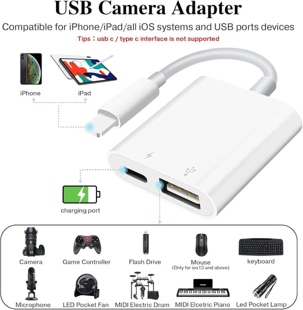 USB-sovitin kameralle, tukee matkapuhelinta/tabletti-USB-naaras OTG:tä,