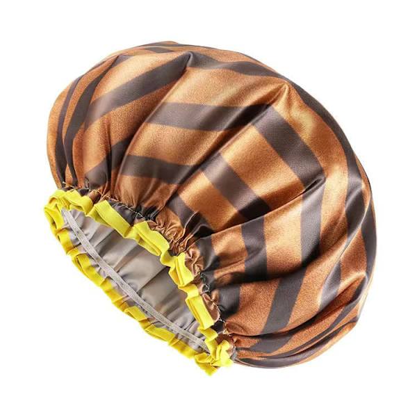 Stor badehætte til mænd og kvinder, Oversized vandtæt badehætte, Genanvendelig, Vaskbar, Gyldne striber Fashionable badehætte