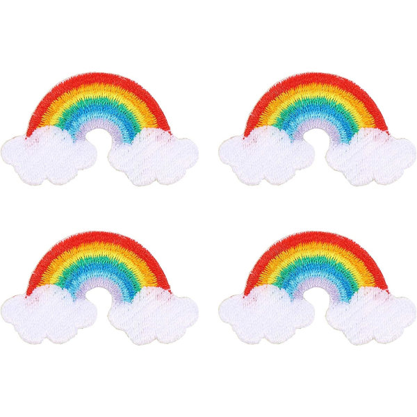 4 stk Rainbow Patch Girls Iron On Rainbow Cloud Patches Børneklud