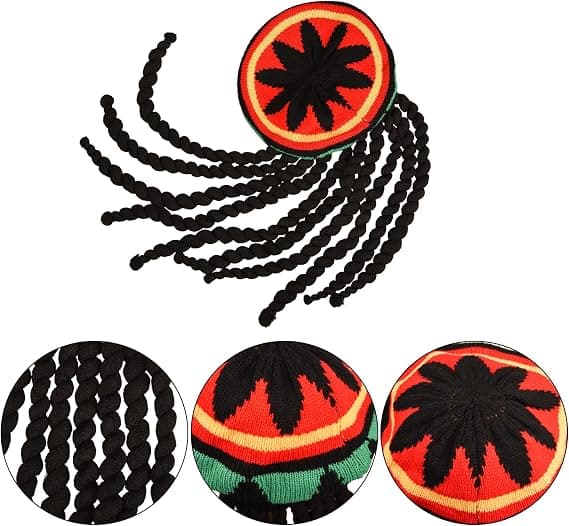 Rasta-hatt med svarta dreadlocks Jamaicanska dreadlocks peruk Rasta perukmössa