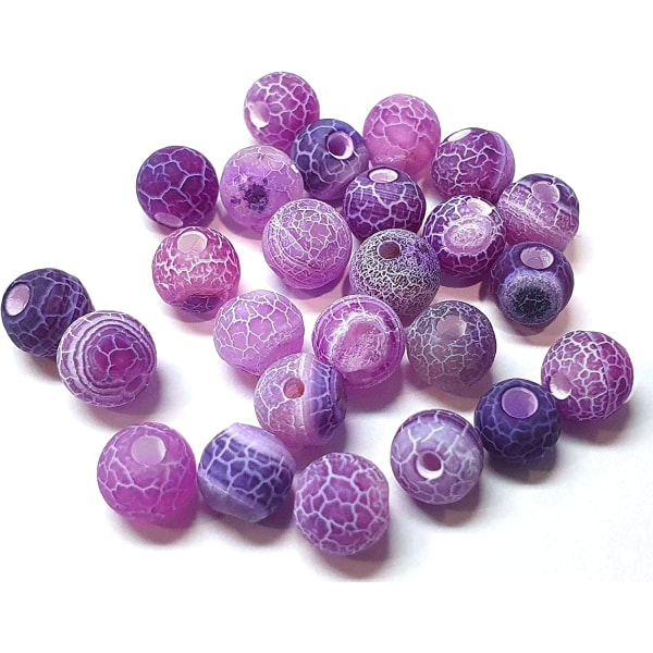 8mm Matte Agate Beads Set Natural Stone Frosted Agate Semi Precious Stone Gemstone with Hole for Threading Bead Jewelry Purple