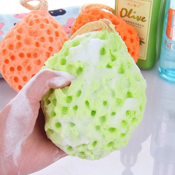 3pcs Soft Body Bath Sponge Natural Fiber Texture Honeycomb Exfoliating - Body Cleanser For Adults And Children