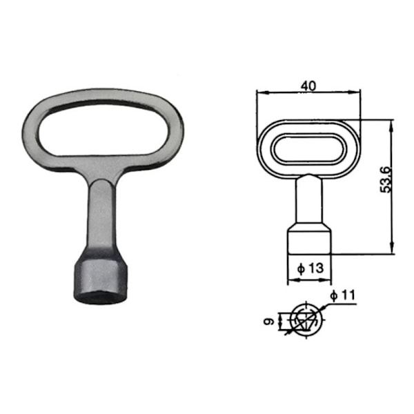 4 kpl Metallinen kolmioavain, Avaimet kaasumittarin avaimelle, hanan tyhjennysavain, patteri 53,6 mm