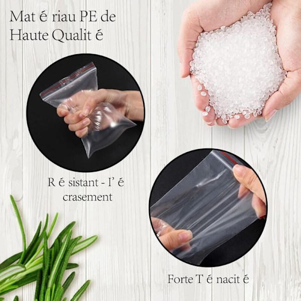 Pakke med 600 klare plast ziplock-poser, gjenlukkbare plastposer, 80 μm tykkelse - 100×6 poser (6 størrelser)