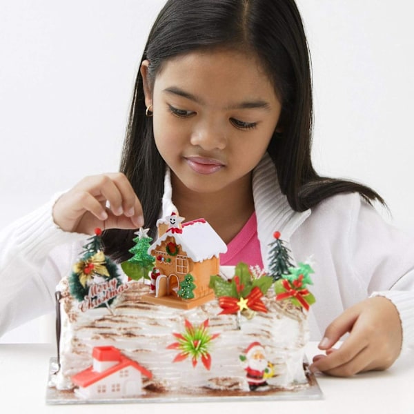 Ljuslykta Jul Pepparkakshus Trä LED Ljuslykta Julby Hus Ljuslykta Nattlampa Semester Julgran Ornament Dekoration