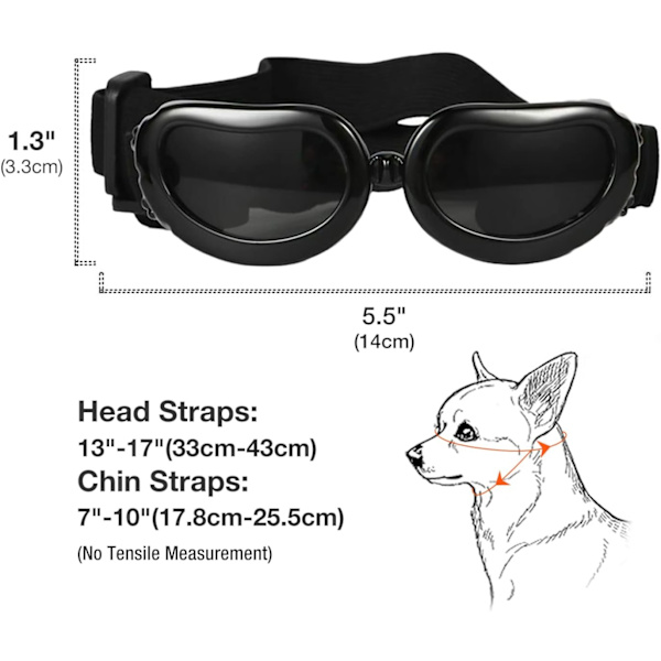 Hunde Goggles Anti-UV Hunde Solbriller, Kæledyr Goggles med Justerbare Remme til Katte Små Hunde-Sort