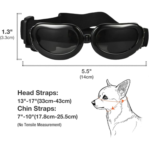 Hundebriller Anti-UV Hundesolbriller, Pet Goggles med justerbar St