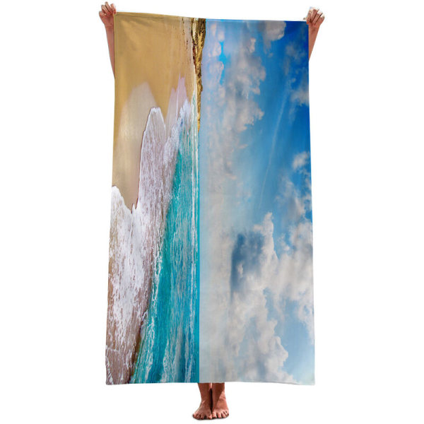 Strandhåndklæde, 80*160 cm overdimensioneret dobbeltsidet mikrofiber strandhåndklæde til voksne, let ekstra stort, hurtigtørrende sandfrit poolhåndklæde til svømning,