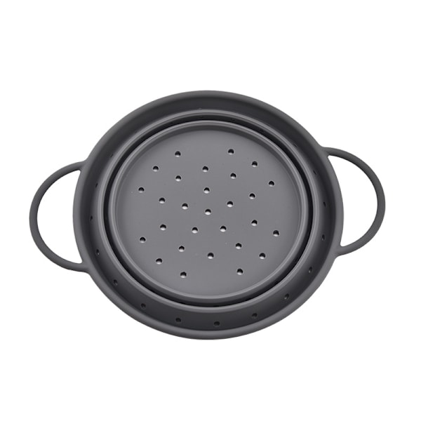 20cm Harmaa Silikonisiivilä, Taitettava, Astianpesukoneen Kestävä, Pastasiivilä, Valutin, Höyrytyskori, Keittiösiivilä
