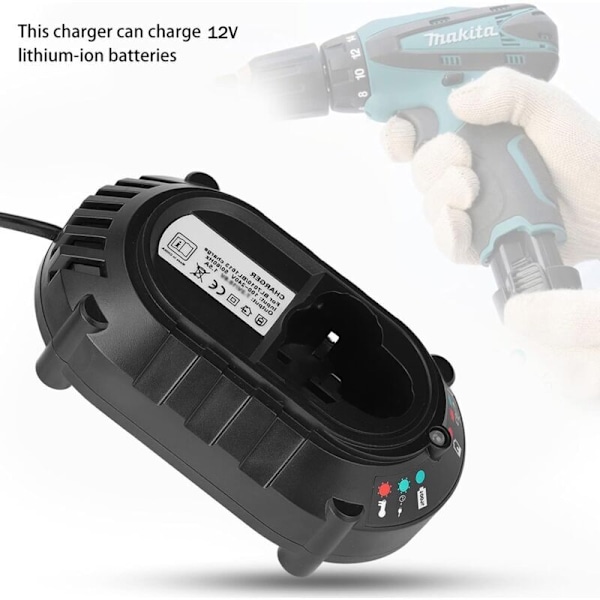 Li-ion Batterioplader, Erstatnings Hurtig Batterioplader Lithium Batteri Ladestation til 12V DC 1.5A Makita BL1013 BL7010 (EU Stik)