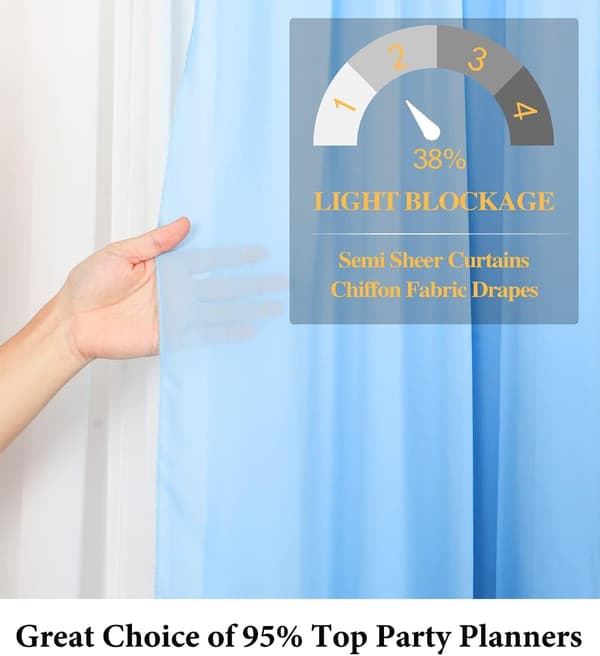 2 paneler 0,7*3m blå bryllup chiffon bakgrunnsgardin bryllupsdekorasjon