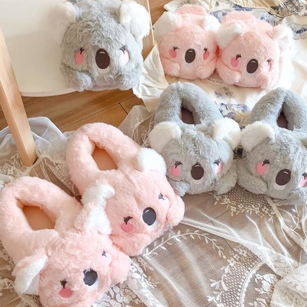 Naisten eläinslipperit söpöt koala plyyssitossut Kawaii muistivaahto pahvi talvi lämpimät kotitossut joulu tytöt aikuiset 5/6uk