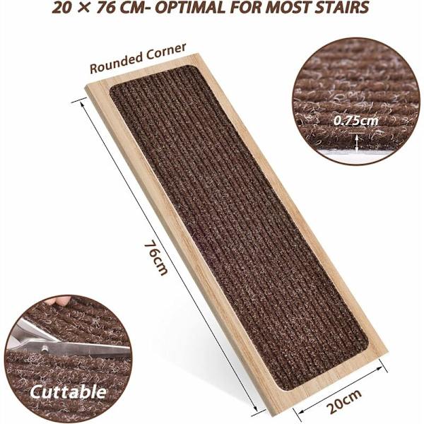15-pack trappsteg, 20 x 76 cm halkfria säkerhetsmattor halkfria inomhusmattor för barn, äldre och husdjur med återanvändbart lim, brun