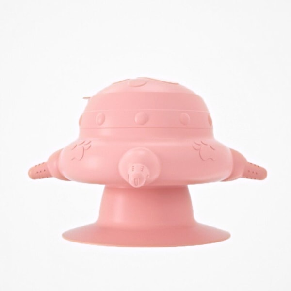 1 st matare för valpar, rosa, bionisk silikonmjölkskål för husdjur med 4 nappar och sugkopp, silikonflaska för kattungar, valpar, amning