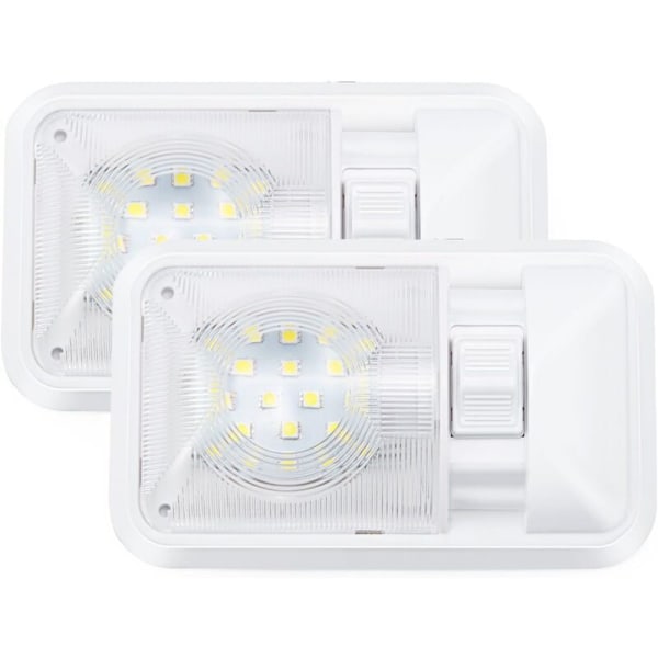 12 V Taklampe LED RV 280 LM, Taklampe Innvendig belysning for tilhenger, bobil med bryter (sett med 2)