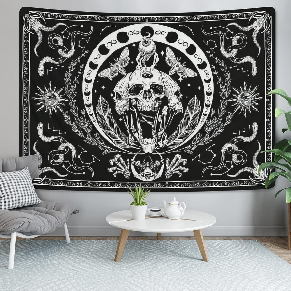 Skull Black and White Tapestry 51,2 x 59,1 tuumaa