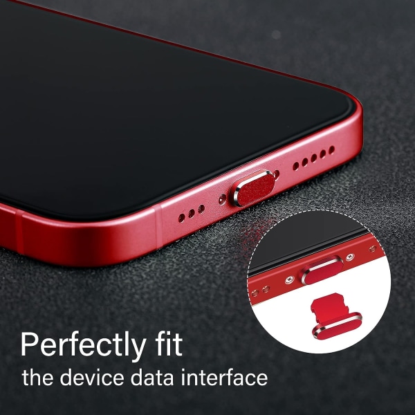 (Röd) 4 dammskydd kompatibla med iPhone 11, 12 dammskydd för laddning kompatibel med iPhone 11, 12, Pro, Max/X/XS/XR, 7, 8 Plus, iPad Mini/A