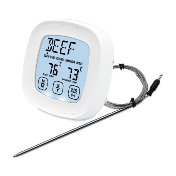 Digital kötttermometer med dubbla sonder och stor bakgrundsbelyst LCD-skärm, grilltermometer för ugn, kök och rökare med timer,
