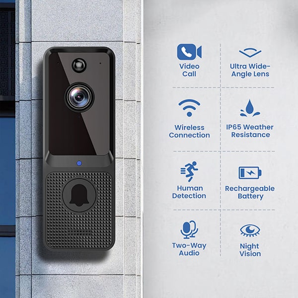 Videodörrklocka kamera-wifi intelligent högupplöst trådlös nattvision dörrklocka fjärr elektroniskt titthål