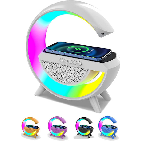Trådløs lader Ambient Light Bluetooth-høyttaler Trådløs lader Sengelampe med trådløs lading Fargeskiftende bordlampe